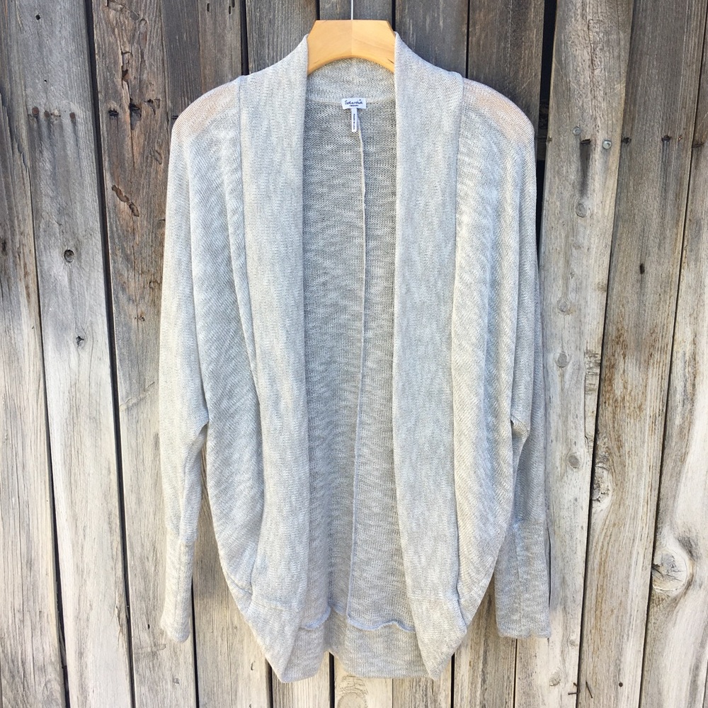 Splendid Open Front Metallic Silver Cardigan M - image 1
